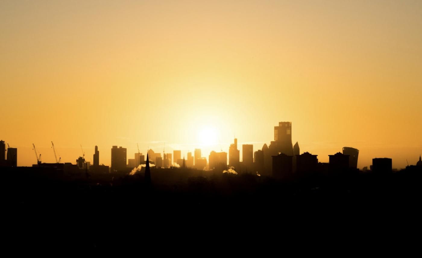 Sunrise over the London skyline